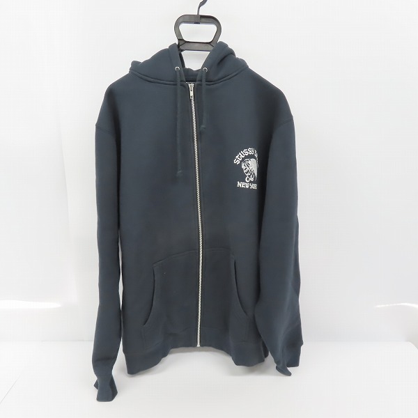 stussy tribe new york パーカー　ブラック STUSSY/ステューシー TRIBE NEW YORK プリント フルジップ パーカー