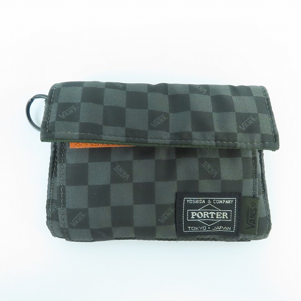 美品】ポーター チェック柄三つ折り財布 美品】ポーター チェック柄三つ折り財布