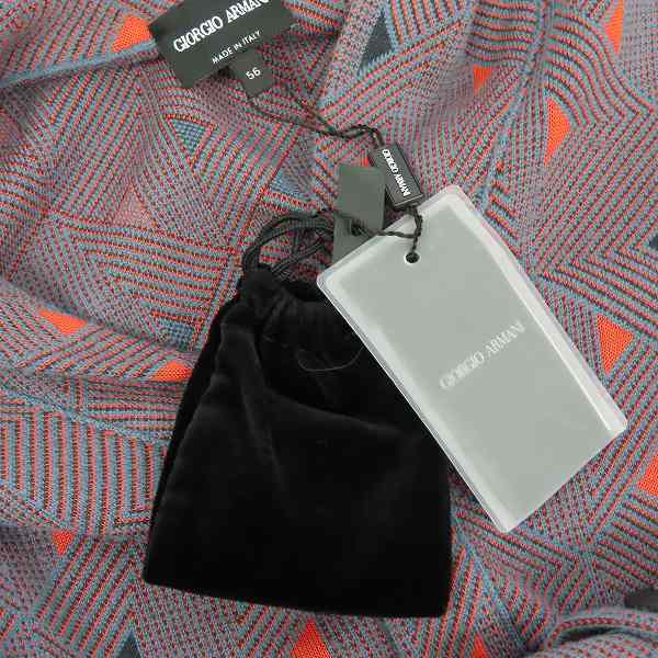 実際に弊社で買取させて頂いた【未使用】GIORGIO ARMANI/ジョルジオアルマーニ 幾何柄 ショールカラー ニットジャケット 6YSE03 SM55Z/56の画像 5枚目