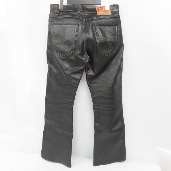 実際に弊社で買取させて頂いたTHE FLAT HEAD/フラットヘッド 馬革/ホースハイド レザーパンツ ブラック 3007H size：W33の画像 1枚目