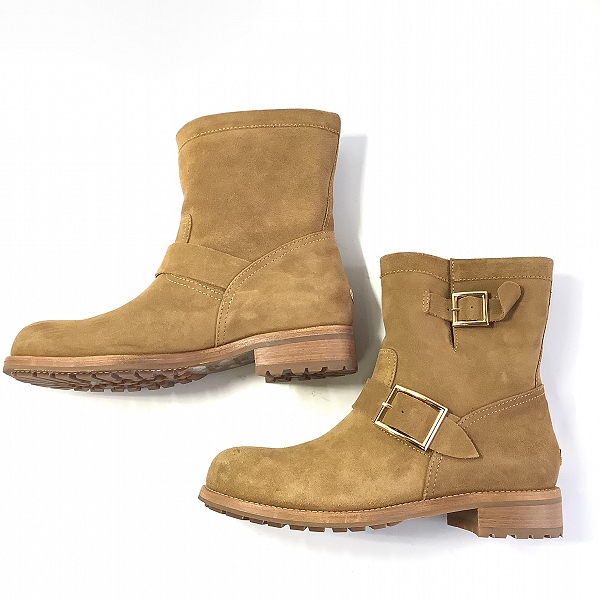 実際に弊社で買取させて頂いたJIMMY CHOO/ジミーチュウ YOUTH ロゴプレート スウェードレザー エンジニアブーツ EU38.5の画像 3枚目