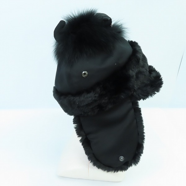実際に弊社で買取させて頂いたCA4LA/カシラ フォックスファー ファンシーキャップ  ブラックの画像 3枚目