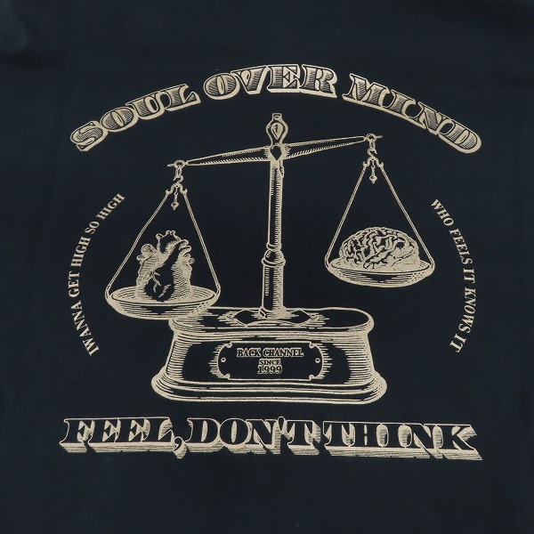 実際に弊社で買取させて頂いたBACK CHANNEL/バックチャンネル 半袖 Tシャツ クルーネック バックプリント 天秤/Lの画像 5枚目