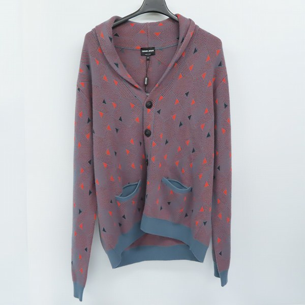 実際に弊社で買取させて頂いた【未使用】GIORGIO ARMANI/ジョルジオアルマーニ 幾何柄 ショールカラー ニットジャケット 6YSE03 SM55Z/56