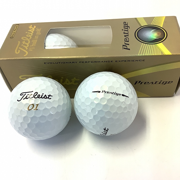 実際に弊社で買取させて頂いた【未使用】Titleist/タイトリスト Preatige ホワイト/ゴールドパール ゴルフボール 1ダースの画像 2枚目