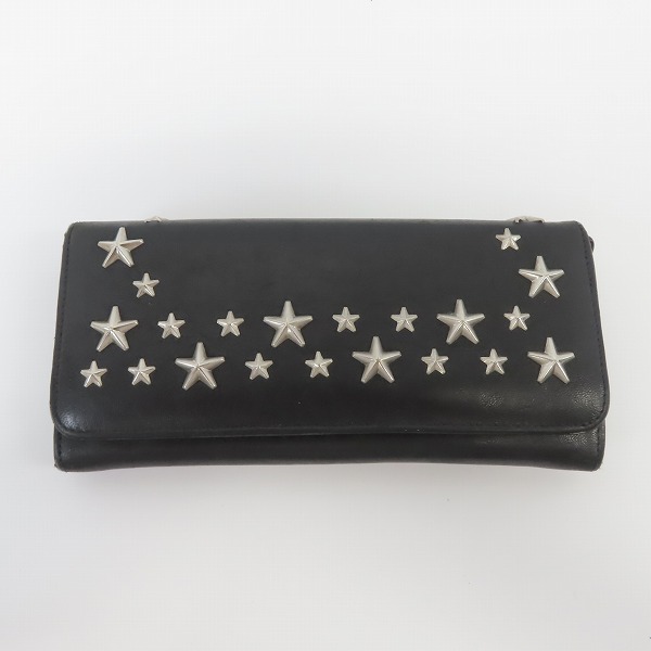 実際に弊社で買取させて頂いたJIMMY CHOO/ジミーチュウ スタースタッズ 長財布 ブラックの画像 1枚目