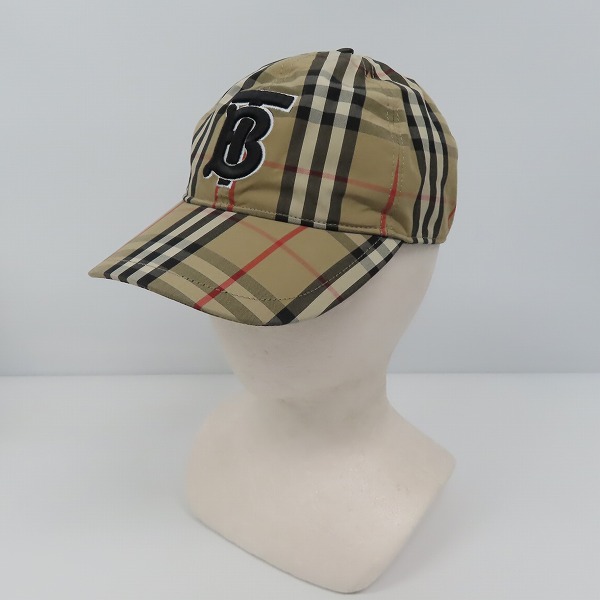 実際に弊社で買取させて頂いたBURBERRY/バーバリー TB立体刺繍 チェック柄ベースボールキャップ/帽子 ARCHIVE-BEIGE 8027502/Mの画像 1枚目