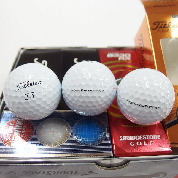 実際に弊社で買取させて頂いた【未使用/オウンネーム含】Titleist PRO V1/ブリヂストン TOUR B330RX等 ゴルフボール 1ダースの画像 1枚目