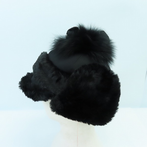 実際に弊社で買取させて頂いたCA4LA/カシラ フォックスファー ファンシーキャップ  ブラックの画像 1枚目