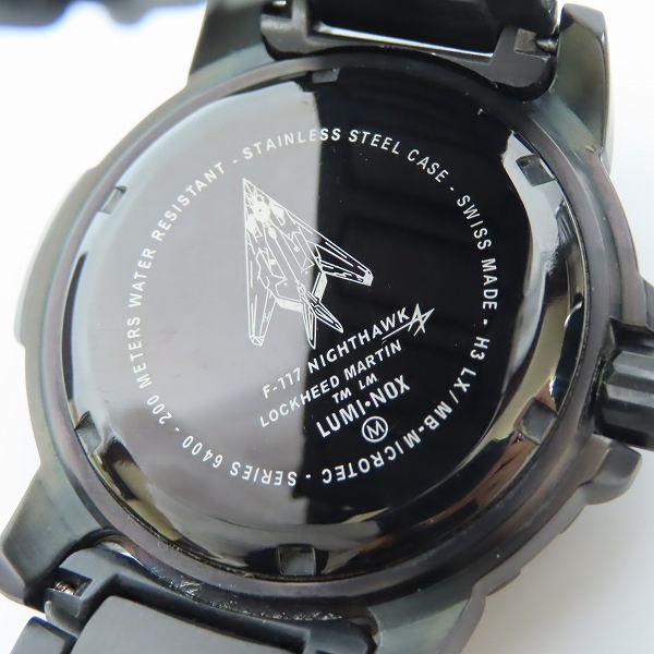 実際に弊社で買取させて頂いたLUMINOX/ルミノックス F-117 NIGHTHAWK/ナイトホーク メタルベルト 腕時計/ウォッチ 黒 6400-200【動作未確認】の画像 4枚目