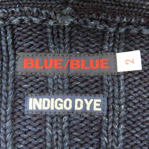 実際に弊社で買取させて頂いたBLUE BLUE/ブルーブルー INDIGO DYE ショールカラー ニットカーディガン 2の画像 2枚目