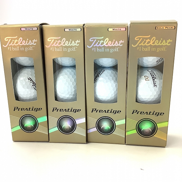 実際に弊社で買取させて頂いた【未使用】Titleist/タイトリスト Preatige ホワイト/ゴールドパール ゴルフボール 1ダース