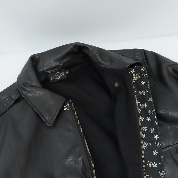 実際に弊社で買取させて頂いたHARAKIRI/ハラキリ フェイクレザージャケット 昇龍刺繍 XLの画像 4枚目