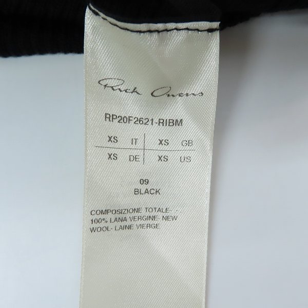実際に弊社で買取させて頂いた【未使用】Rick Owens/リックオウエンス 20FW PERFORMA RIBBED ROUND NECK リブニット ブラック RP20F2621 RIBM/XSの画像 3枚目