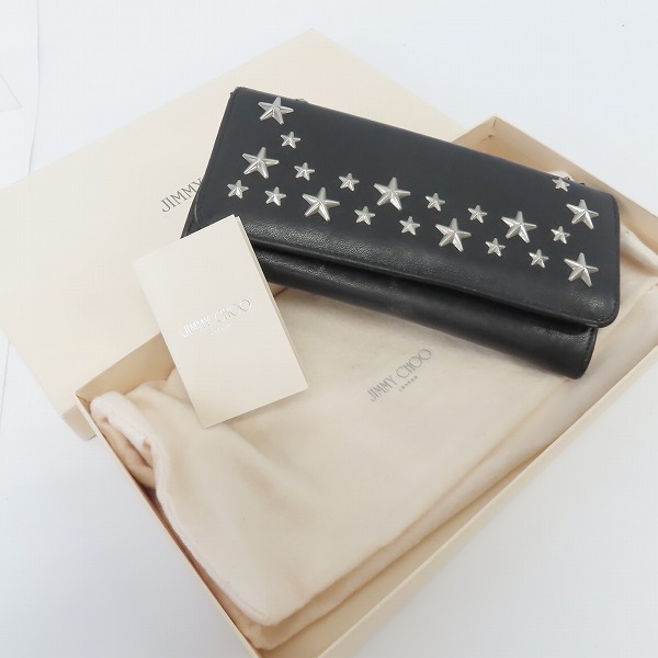 実際に弊社で買取させて頂いたJIMMY CHOO/ジミーチュウ スタースタッズ 長財布 ブラックの画像 8枚目