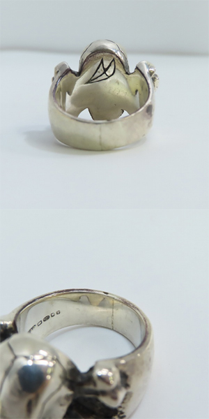 実際に弊社で買取させて頂いた【ギャラ付】CRAZY PIG/クレイジーピッグ LARGE 3D SKULL&CB ラージスカルスリィーディークロスボーンスカル リング/19号の画像 3枚目