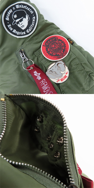 実際に弊社で買取させて頂いた【未使用】STUSSY×fragment design×ALPHA/ステューシー×フラグメント×アルファ 25周年記念 MA-1 フライトジャケット Mの画像 7枚目