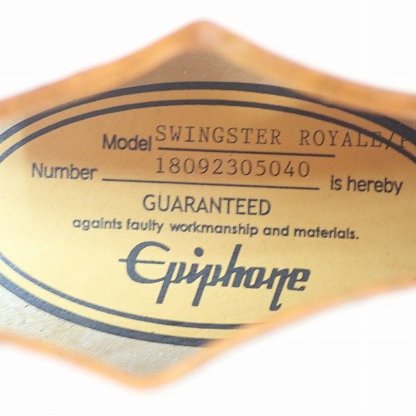 実際に弊社で買取させて頂いた★Epiphone/エピフォン Swingster Royale Pearl White タップスイッチ搭載 フルアコ エレキギター ソフトケース付の画像 4枚目