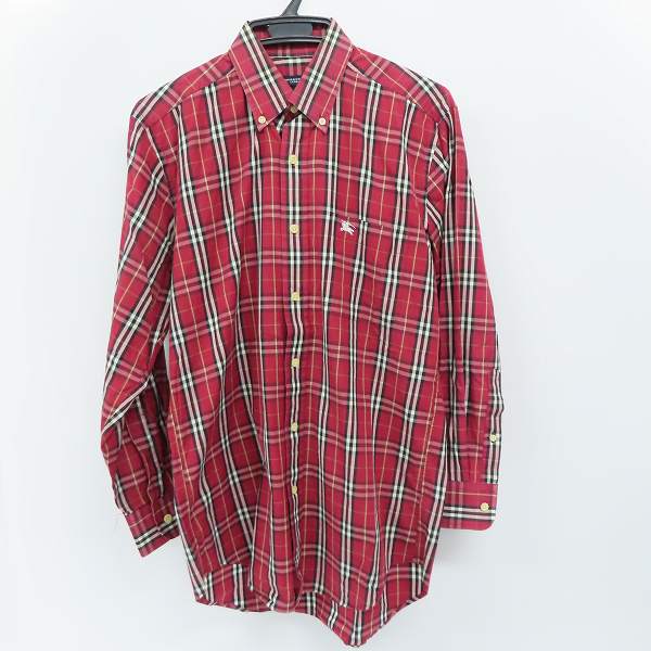 実際に弊社で買取させて頂いたBURBERRY LONDON/バーバリーロンドン チェック柄 長袖シャツ レッド系/S