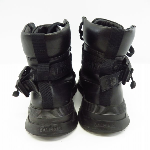 実際に弊社で買取させて頂いたBALMAIN/バルマン ロゴベルト バックル ハイカット レザースニーカー /42の画像 1枚目
