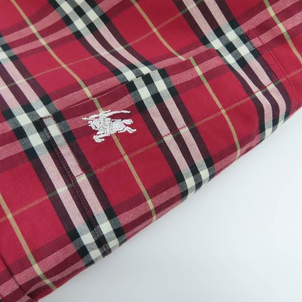実際に弊社で買取させて頂いたBURBERRY LONDON/バーバリーロンドン チェック柄 長袖シャツ レッド系/Sの画像 6枚目