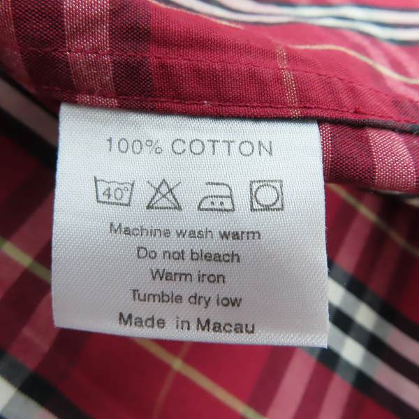 実際に弊社で買取させて頂いたBURBERRY LONDON/バーバリーロンドン チェック柄 長袖シャツ レッド系/Sの画像 3枚目