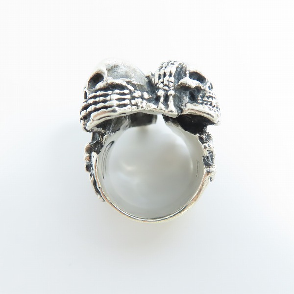 実際に弊社で買取させて頂いた Crazy Pig Designs/クレイジーピッグ スリーワイズスカルリング THREE WISE SKULLS RING 指輪 21号の画像 6枚目