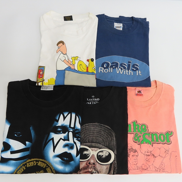 実際に弊社で買取させて頂いたOASIS/オアシス KISS/キッス その他洋楽バンドTシャツ/半袖 5点セット