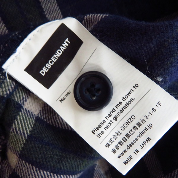 実際に弊社で買取させて頂いたDESCENDANT/ディセンダント チェック柄 フーディー 長袖シャツ/2の画像 4枚目