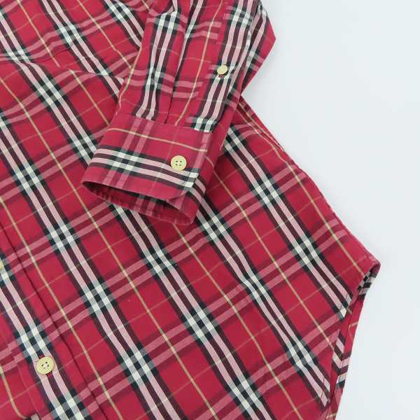 実際に弊社で買取させて頂いたBURBERRY LONDON/バーバリーロンドン チェック柄 長袖シャツ レッド系/Sの画像 5枚目