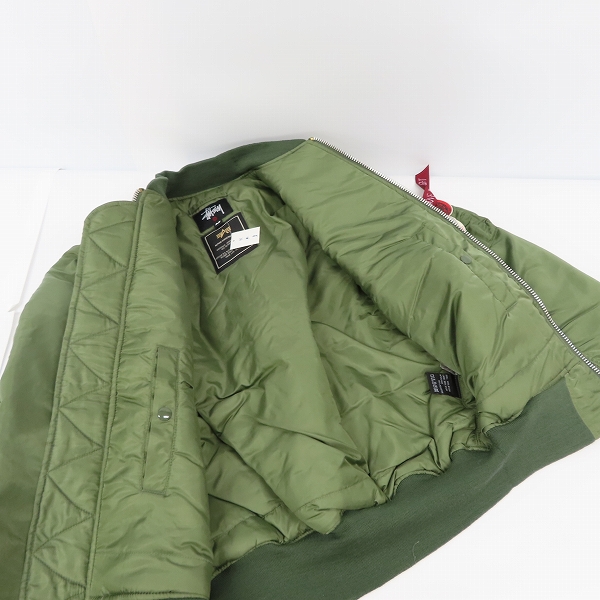 実際に弊社で買取させて頂いた【未使用】STUSSY×fragment design×ALPHA/ステューシー×フラグメント×アルファ 25周年記念 MA-1 フライトジャケット Mの画像 2枚目