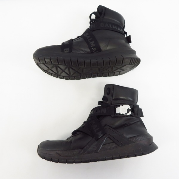 実際に弊社で買取させて頂いたBALMAIN/バルマン ロゴベルト バックル ハイカット レザースニーカー /42の画像 3枚目