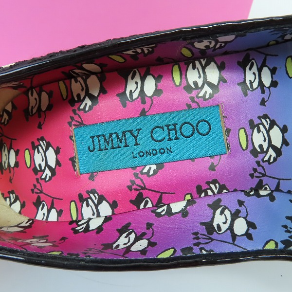 実際に弊社で買取させて頂いたJIMMY CHOO×Rob Pruitt/ジミーチュウ×ロブ プルーイット カプセルコレクション パンダプリント ラメゼブラ ピンヒール 37の画像 4枚目