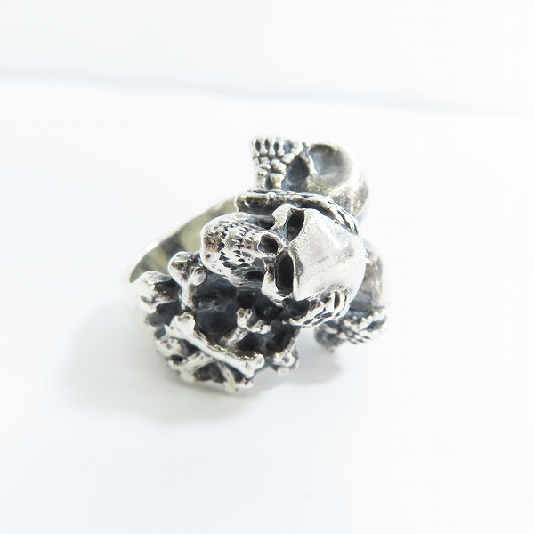実際に弊社で買取させて頂いた Crazy Pig Designs/クレイジーピッグ スリーワイズスカルリング THREE WISE SKULLS RING 指輪 21号の画像 3枚目