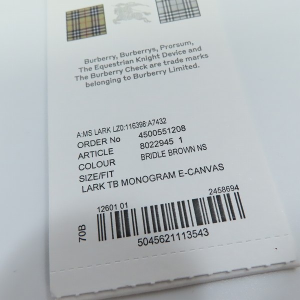 実際に弊社で買取させて頂いたBURBERRY/バーバリー LARK TB MONOGRAM E-CANVAS モノグラム 三つ折りミニ財布 8022945の画像 9枚目