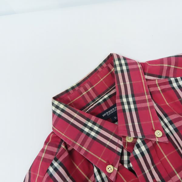 実際に弊社で買取させて頂いたBURBERRY LONDON/バーバリーロンドン チェック柄 長袖シャツ レッド系/Sの画像 4枚目