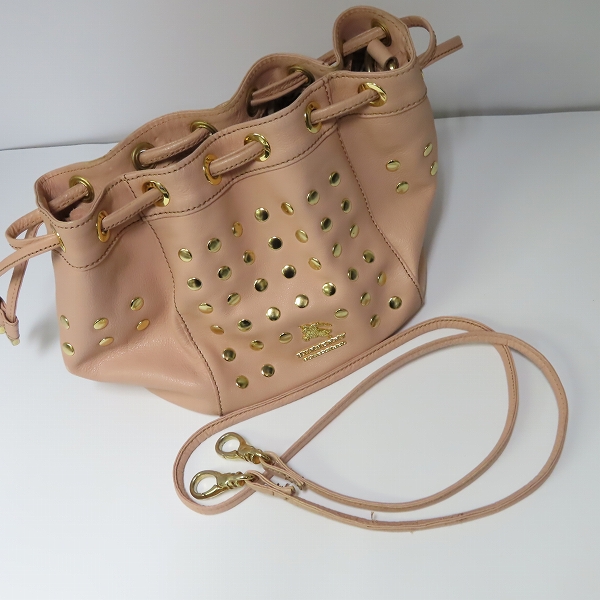 実際に弊社で買取させて頂いたBURBERRY BLUE LABEL /バーバリーブルーレーベル レザー巾着ショルダーバッグの画像 8枚目