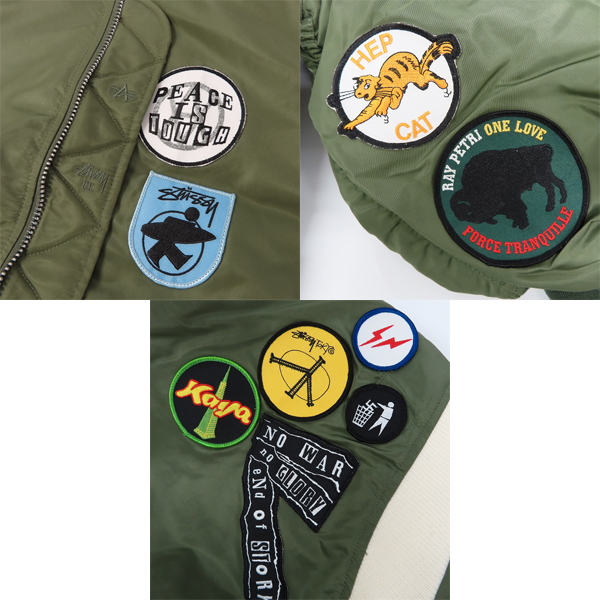 実際に弊社で買取させて頂いた【未使用】STUSSY×fragment design×ALPHA/ステューシー×フラグメント×アルファ 25周年記念 MA-1 フライトジャケット Mの画像 8枚目