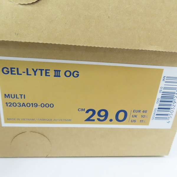 実際に弊社で買取させて頂いたSEAN WOTHERSPOON×asics×ATMOS/アシックス GEL LYTE 3 OG 1203A019-000/29.0の画像 7枚目