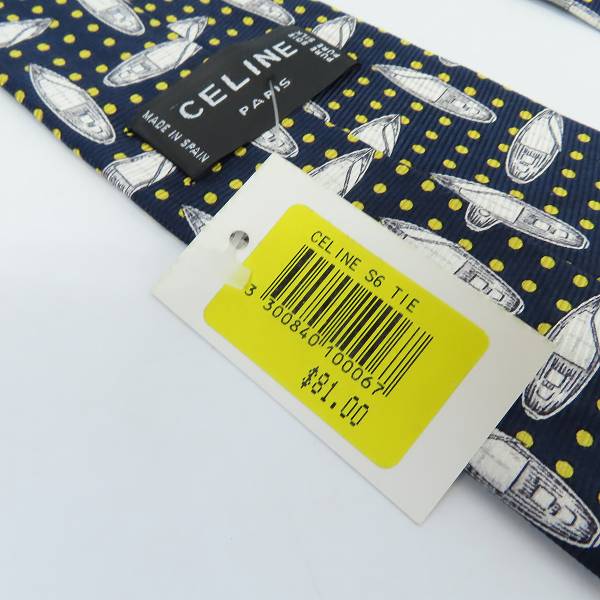 実際に弊社で買取させて頂いた【未使用】CELINE/セリーヌ ボート/ドット総柄 シルクネクタイの画像 5枚目