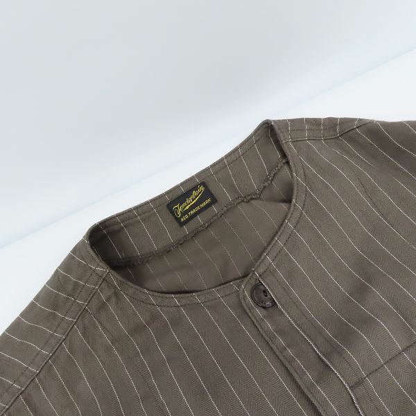 実際に弊社で買取させて頂いたTENDERLOIN/テンダーロイン ストライプ柄ノーカラー コート Sの画像 5枚目