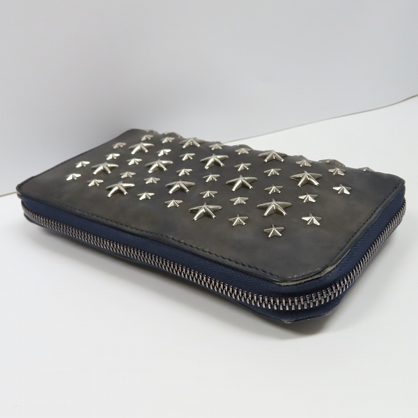 実際に弊社で買取させて頂いたJIMMY CHOO/ジミーチュウ スタースタッズ レザー ラウンドファスナー長財布の画像 3枚目