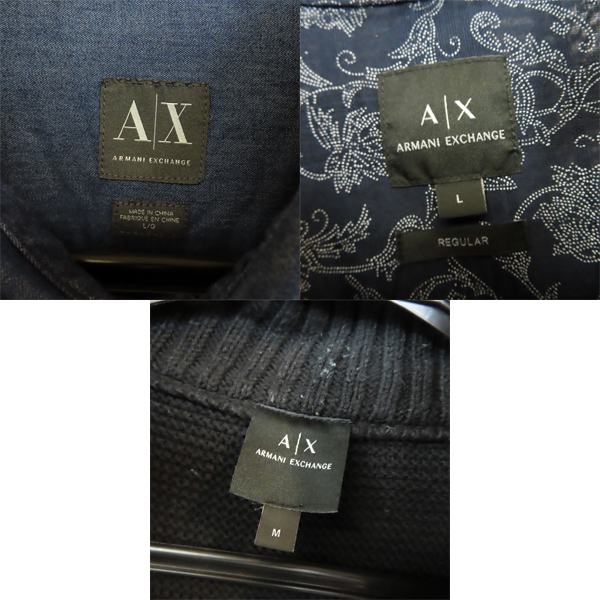 実際に弊社で買取させて頂いたARMANI EXCHANGE/アルマーニエクスチェンジ 長袖シャツ/ニットジャケット/M/L 3点セットの画像 4枚目