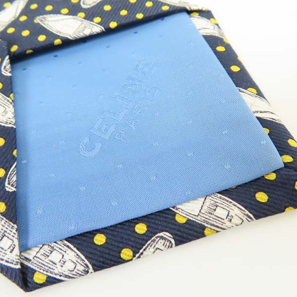実際に弊社で買取させて頂いた【未使用】CELINE/セリーヌ ボート/ドット総柄 シルクネクタイの画像 4枚目