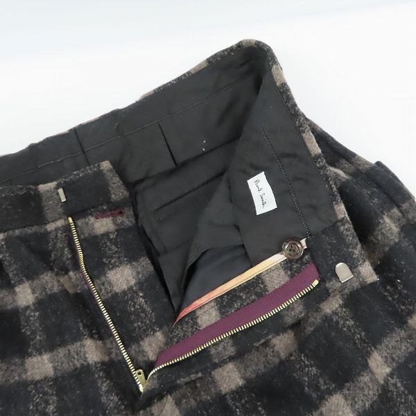 実際に弊社で買取させて頂いたPaul Smith/ポールスミス アルパカ混ウールチェック タックパンツ 266P PM-MH-41583/Mの画像 2枚目