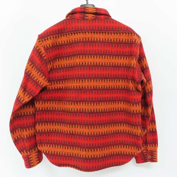 実際に弊社で買取させて頂いたTENDERLOIN/テンダーロイン ウール混 ネイティブ柄 シャツ レッド×オレンジ Sの画像 1枚目