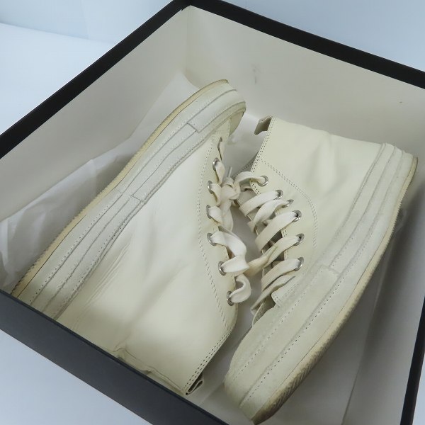 実際に弊社で買取させて頂いたANN DEMEULEMEESTER/アン ドゥムルメステール ハイカット レザー スニーカー ホワイト 41の画像 8枚目