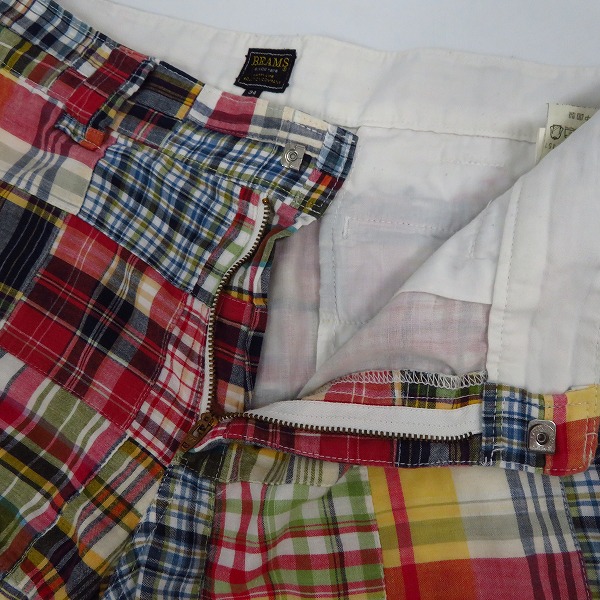 実際に弊社で買取させて頂いたBEAMS×Dickies/ビームス×ディッキーズ チェック柄パッチワーク ハーフパンツ/ショートパンツ/34の画像 2枚目
