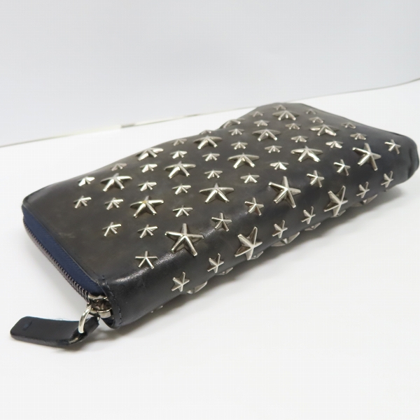 実際に弊社で買取させて頂いたJIMMY CHOO/ジミーチュウ スタースタッズ レザー ラウンドファスナー長財布の画像 4枚目