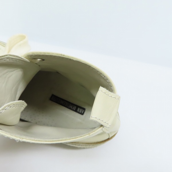 実際に弊社で買取させて頂いたANN DEMEULEMEESTER/アン ドゥムルメステール ハイカット レザー スニーカー ホワイト 41の画像 4枚目